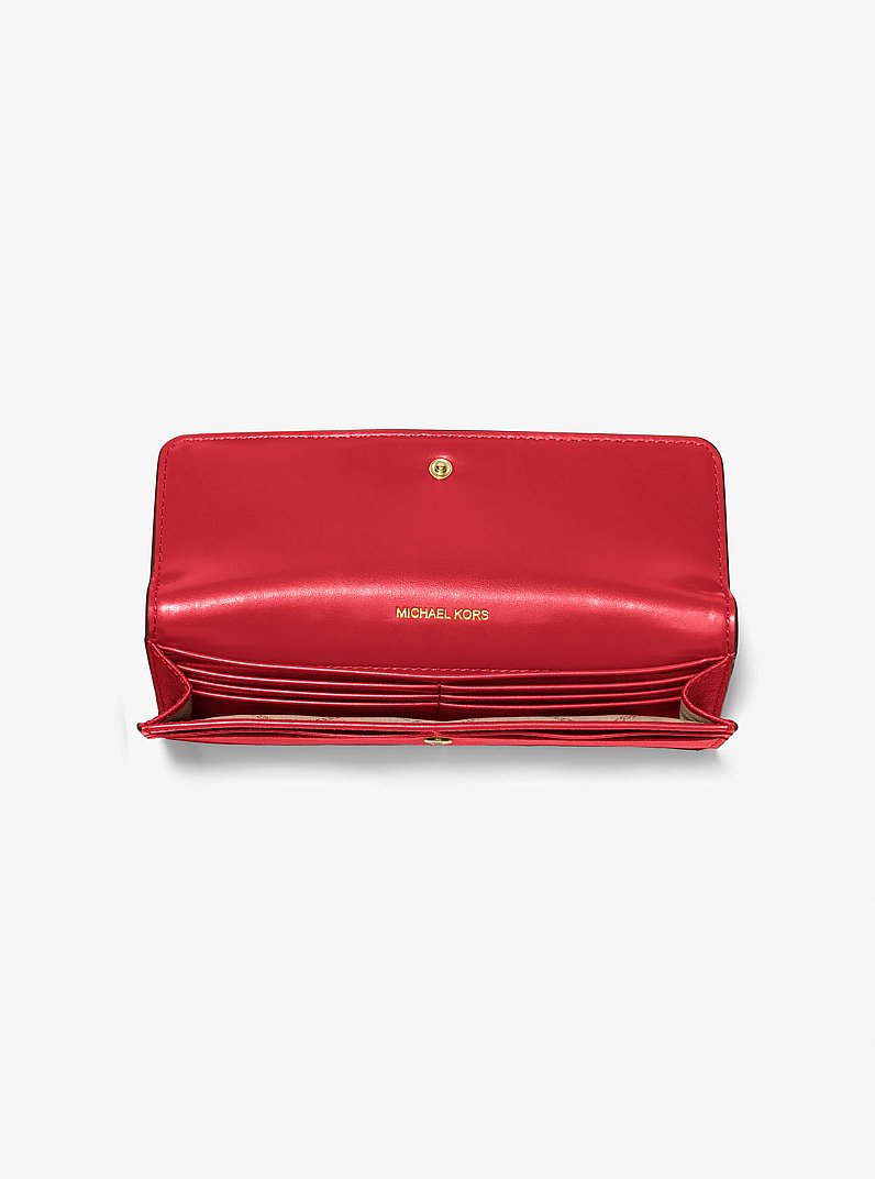 Jet Set Large Saffiano Leather Snap-Front Wallet in CRIMSON | Michael Kors