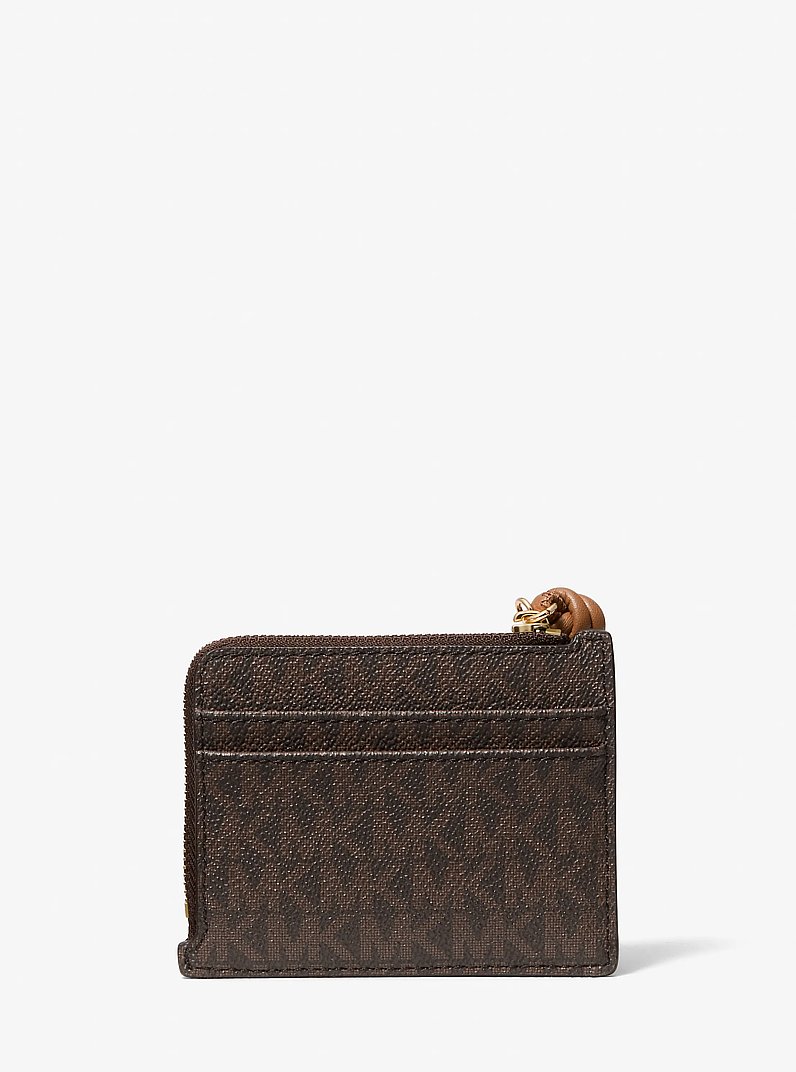 Jet Set Small Signature Logo Card Case Wristlet in BRN/ACORN | Michael Kors