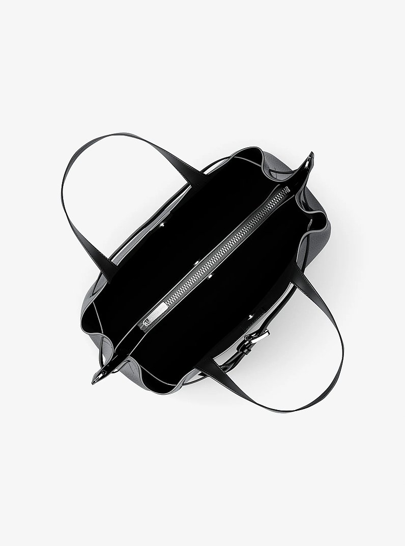 Emilia Medium Pebbled Leather Satchel in BLACK | Michael Kors