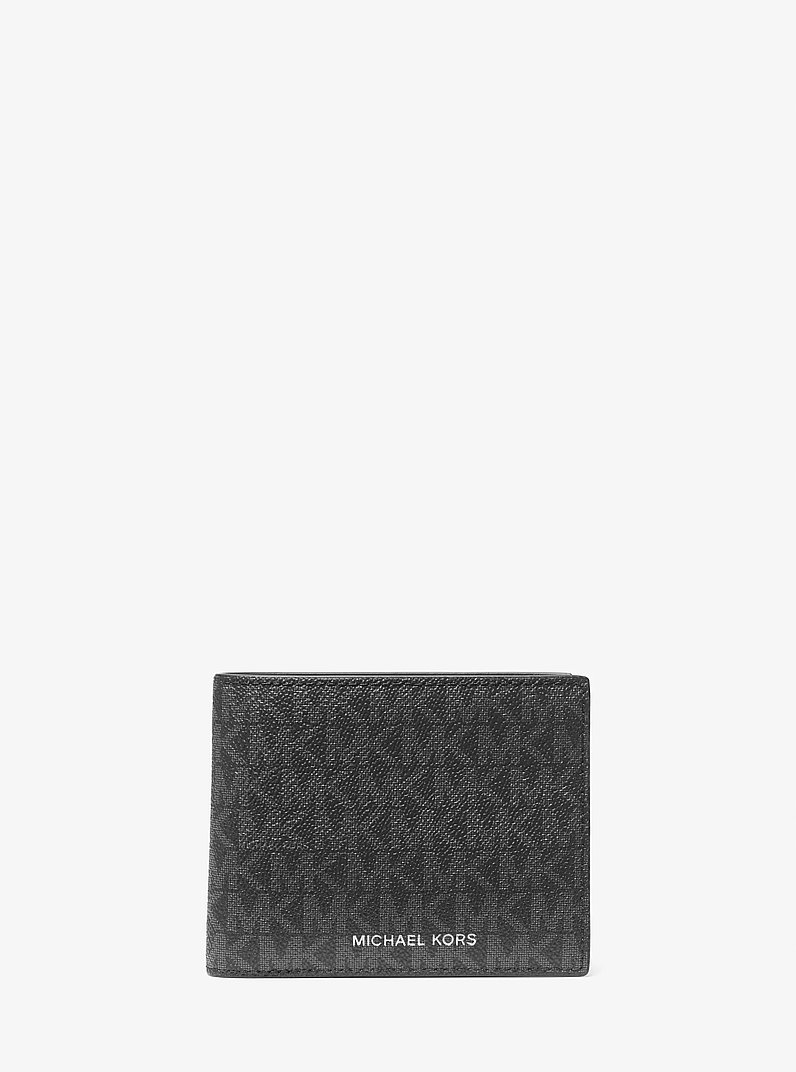 Billetera Harrison con compartimento para tarjeta de identificaci&oacute;n y logotipo in NEGRO | Michael Kors