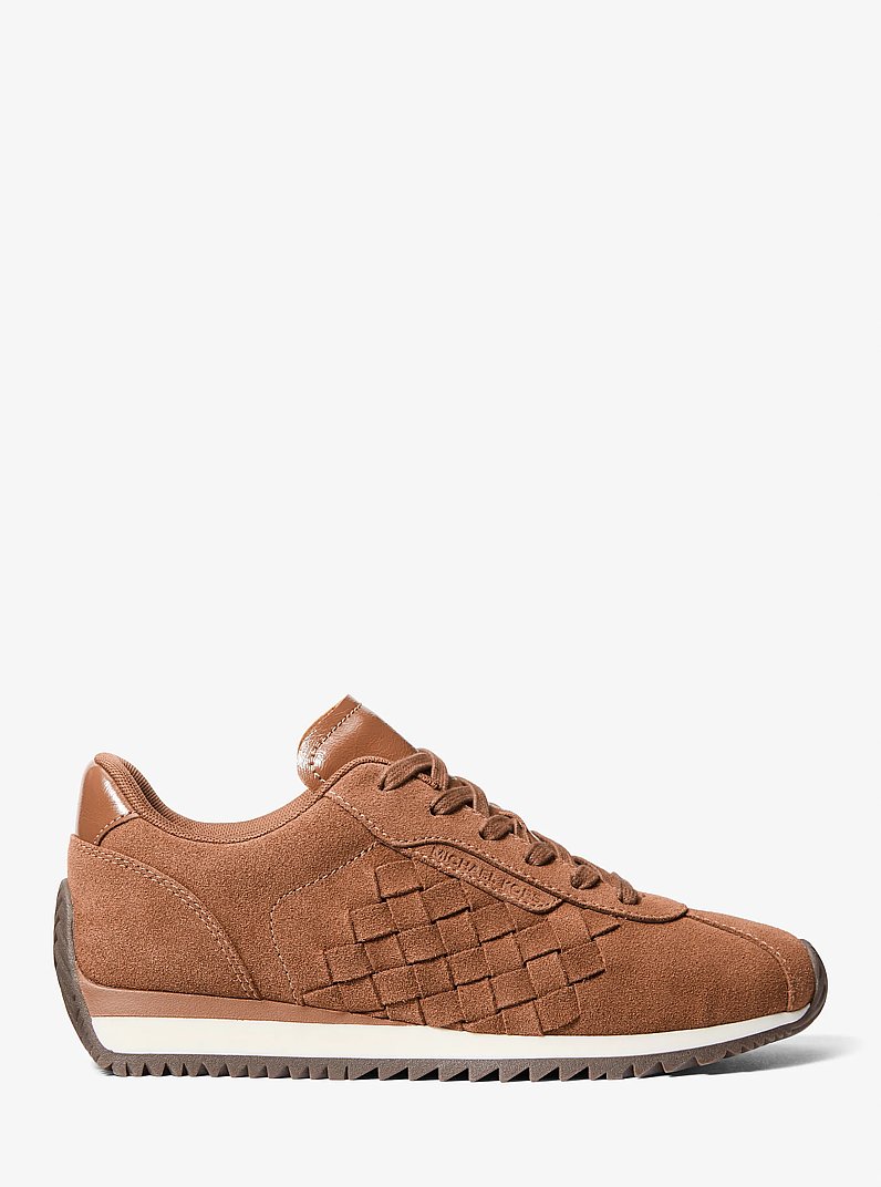 Rhodes Woven Suede Trainer in LUGGAGE | Michael Kors