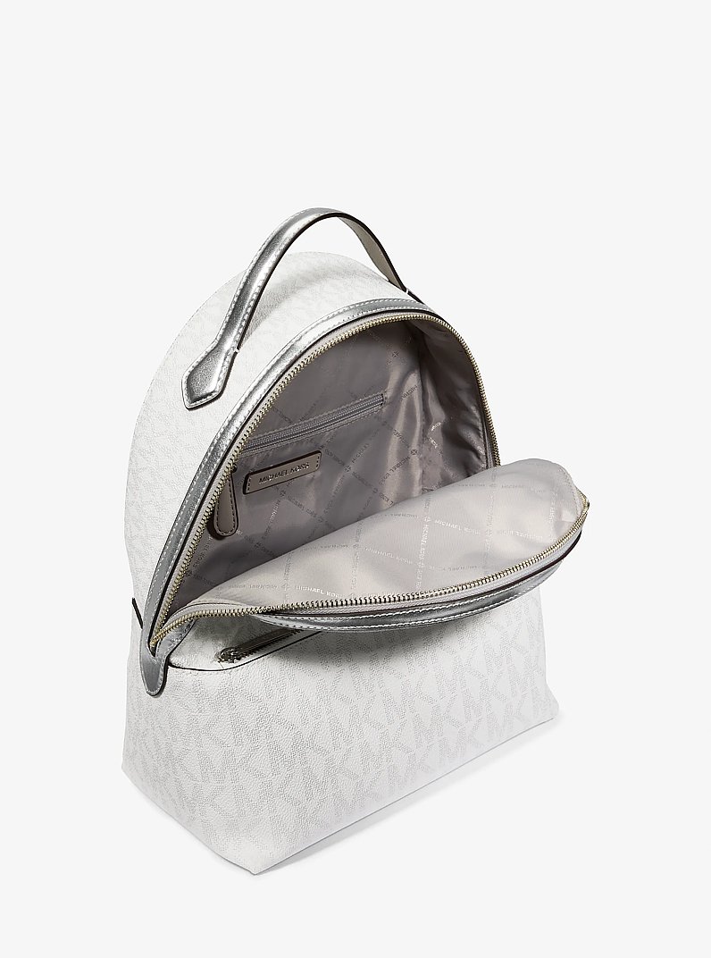 Sheila Medium Logo Backpack in SILVER | Michael Kors