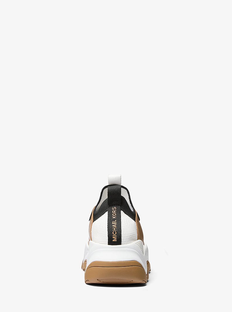 Atlas Stretch Knit and Leather Trainer in HUSK MULTI | Michael Kors