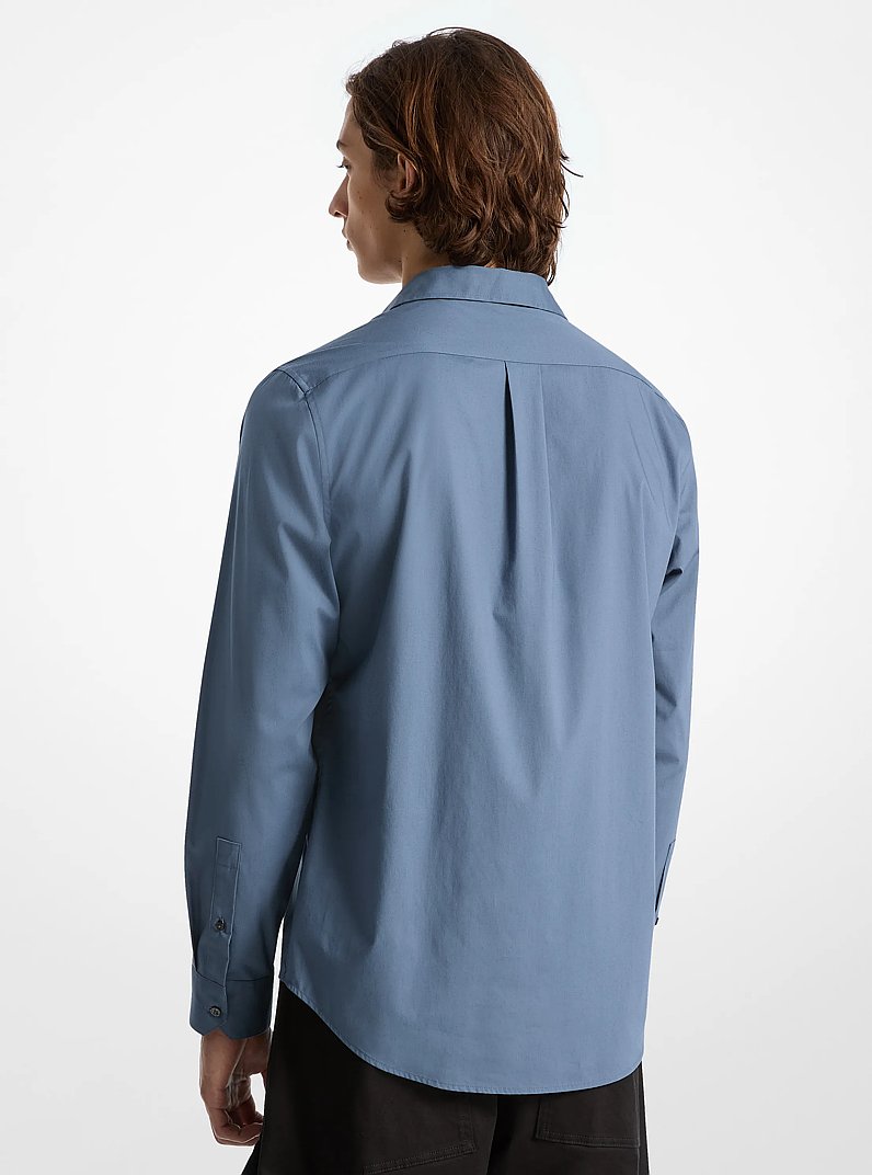 Camisa cl&aacute;sica de algod&oacute;n el&aacute;stico in CHAMBRAY OSCURO | Michael Kors