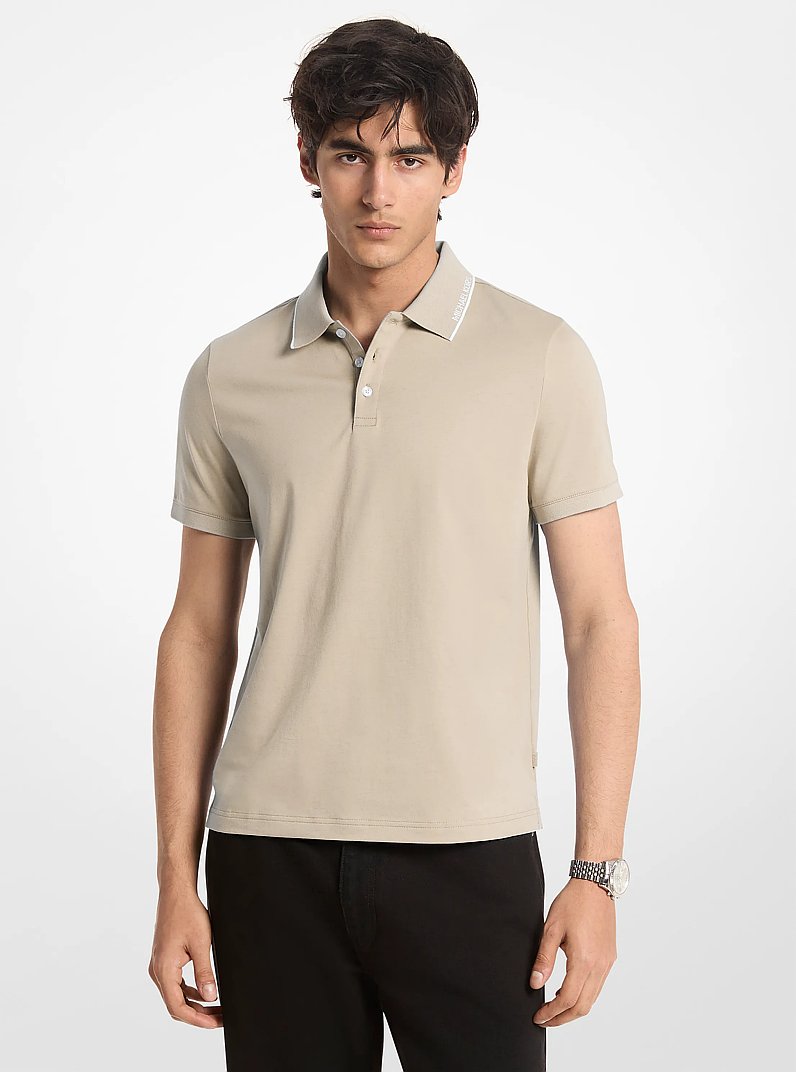 Poloshirt aus Baumwoll-Jersey mit Logodetail in BLASSES GRAUGR&Uuml;N | Michael Kors