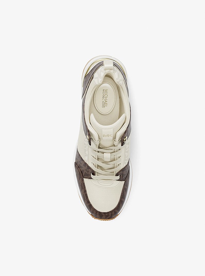 Georgie Signature Logo Wedge Trainer in BROWN MULTI | Michael Kors