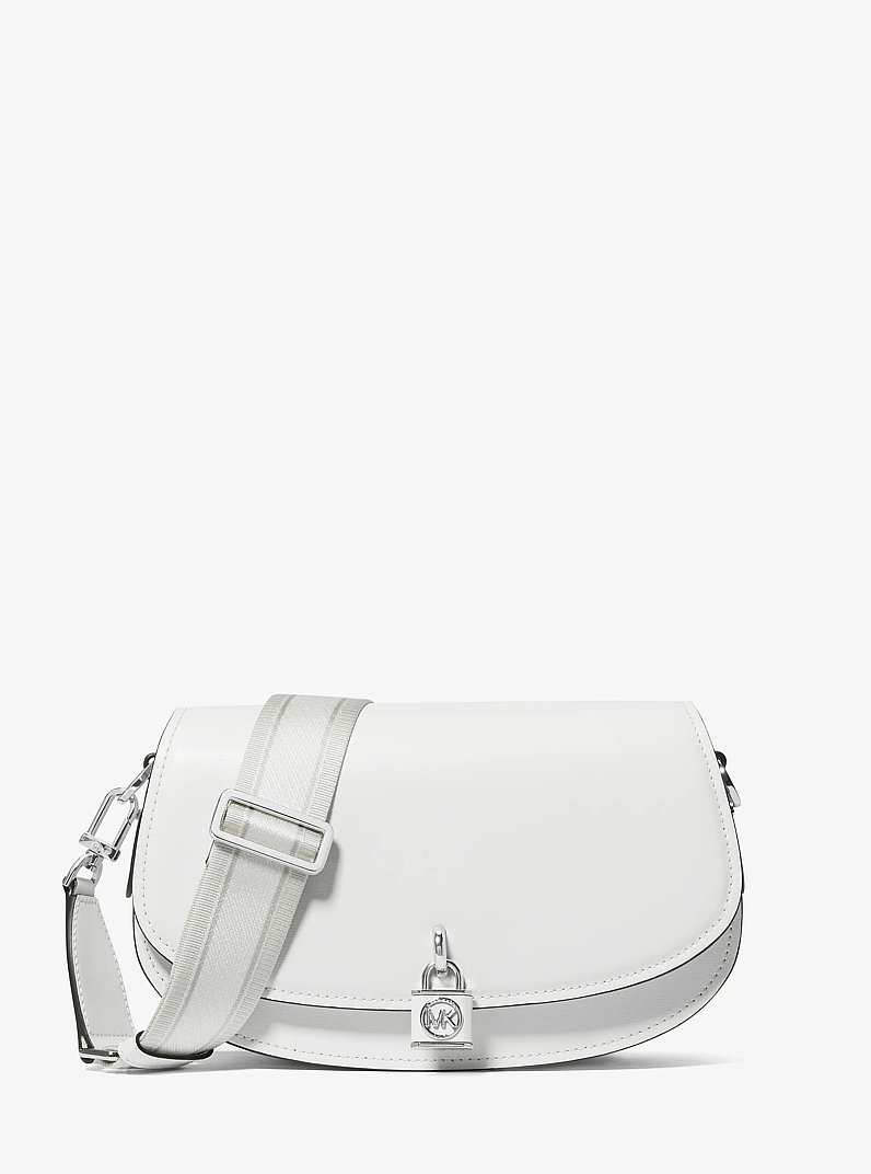 Messenger-Tasche Mila Medium aus Leder in OPTIC WHITE | Michael Kors