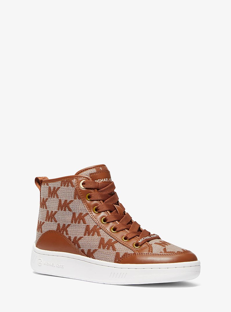 Zapatilla de corte alto Shea de jacquard con logotipo in LUGGAGE | Michael Kors