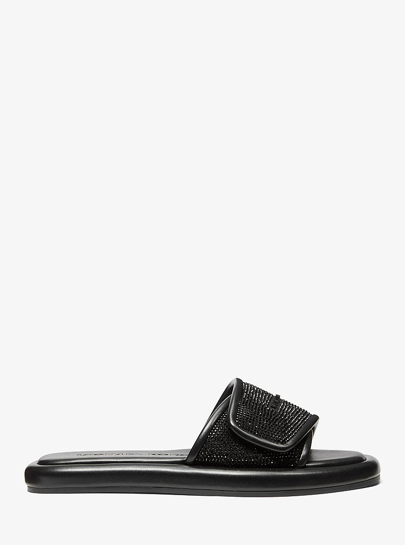 Suki Embellished Slide Sandal in BLACK | Michael Kors