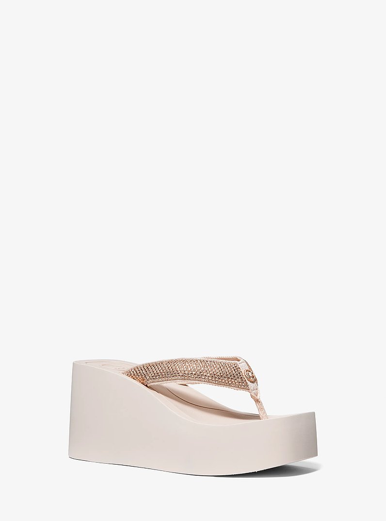 Chandler Embellished Glitter Chain Mesh Platform Sandal in ROSE GOLD | Michael Kors
