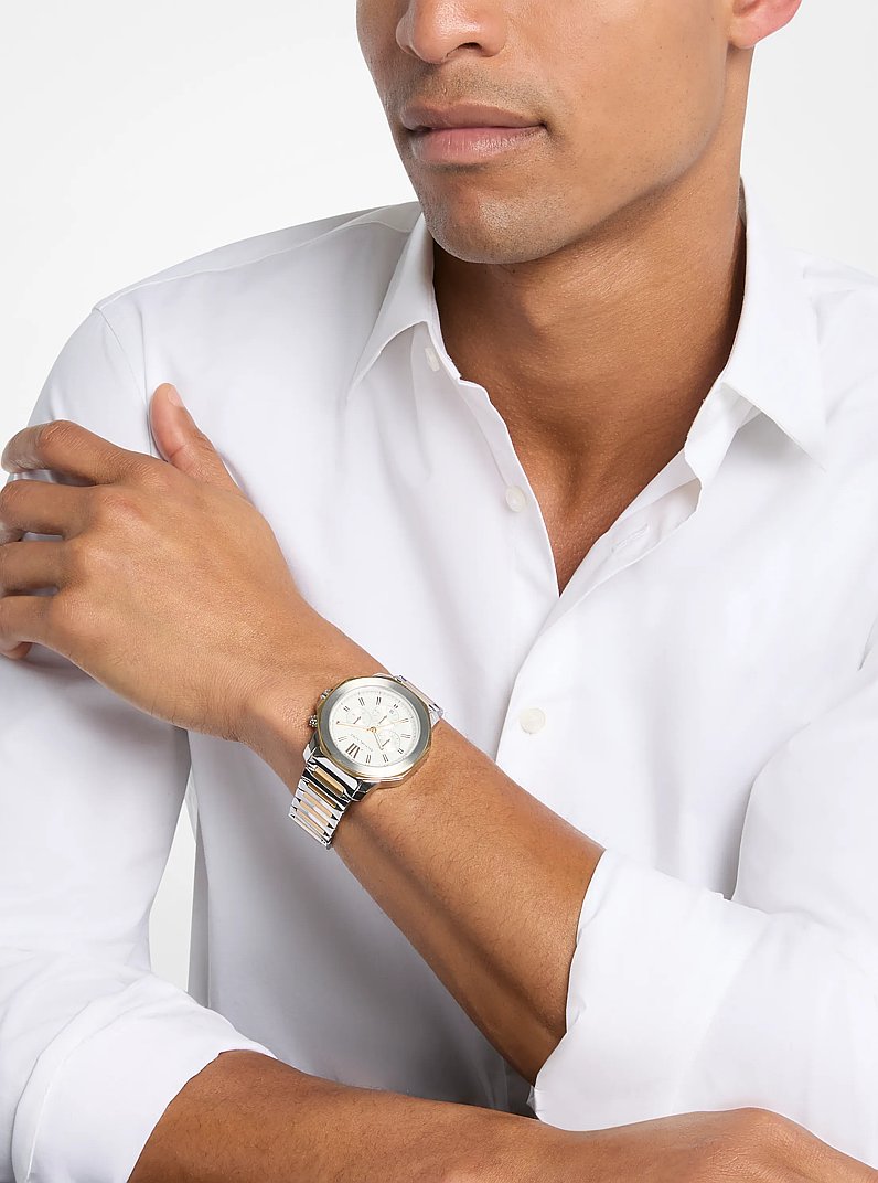 Oversized Prescott Two-Tone Watch in BITONO | Michael Kors