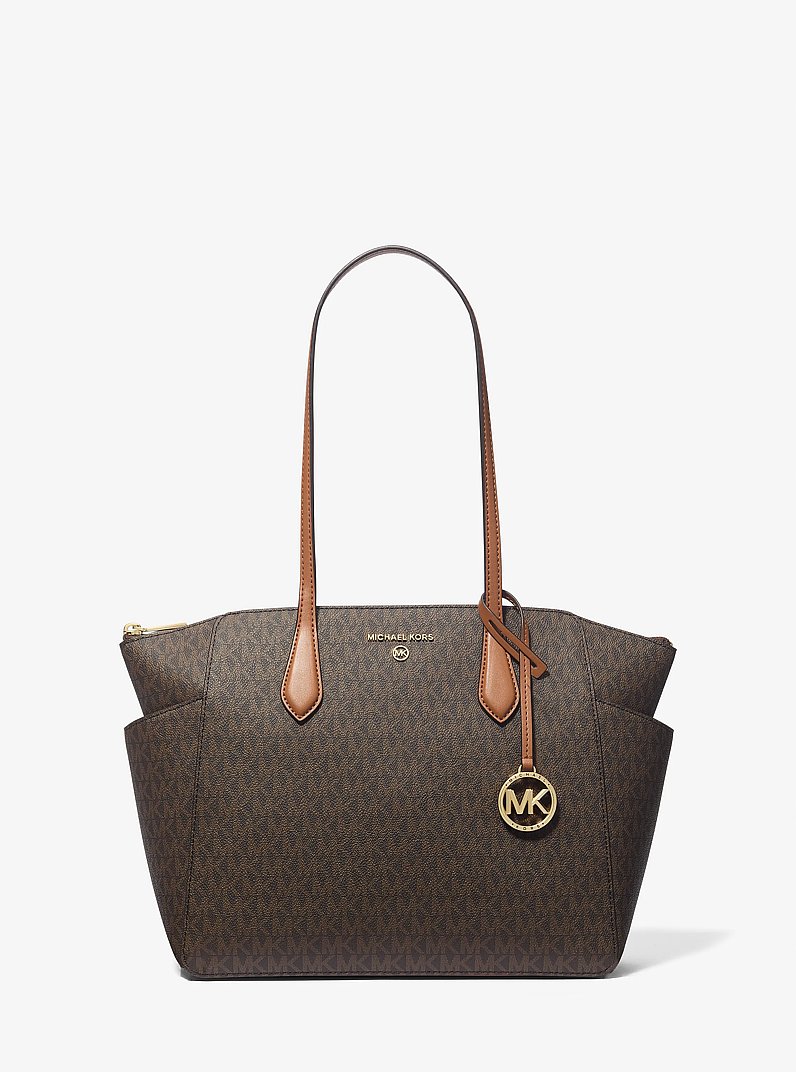 Marilyn Medium Logo Tote Bag in BRN/ACORN | Michael Kors
