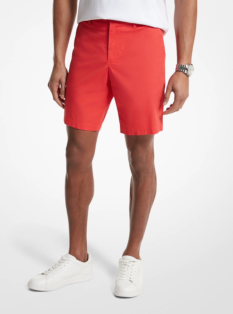 Stretch Cotton Shorts in CORAL | Michael Kors