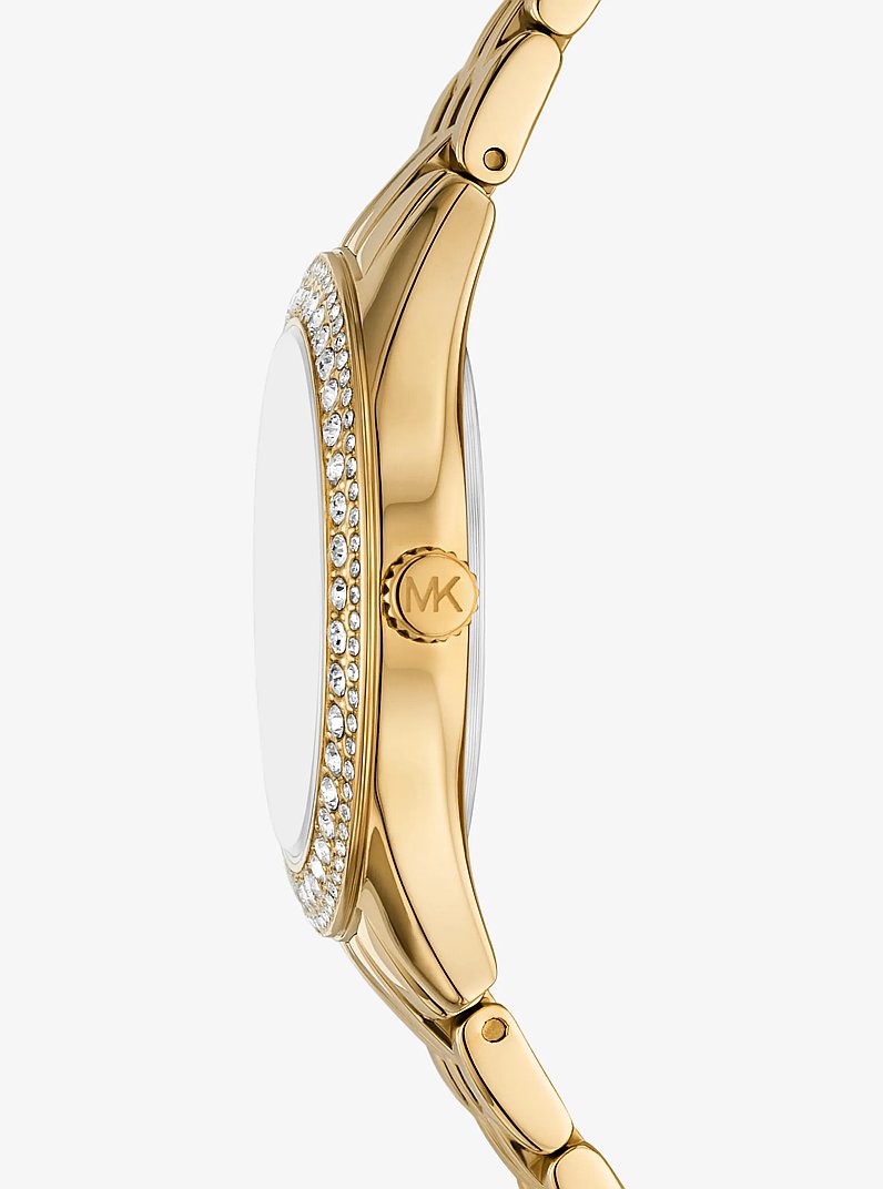 Mini Harlowe  Pav&eacute; Gold-Tone Watch in GOLD | Michael Kors