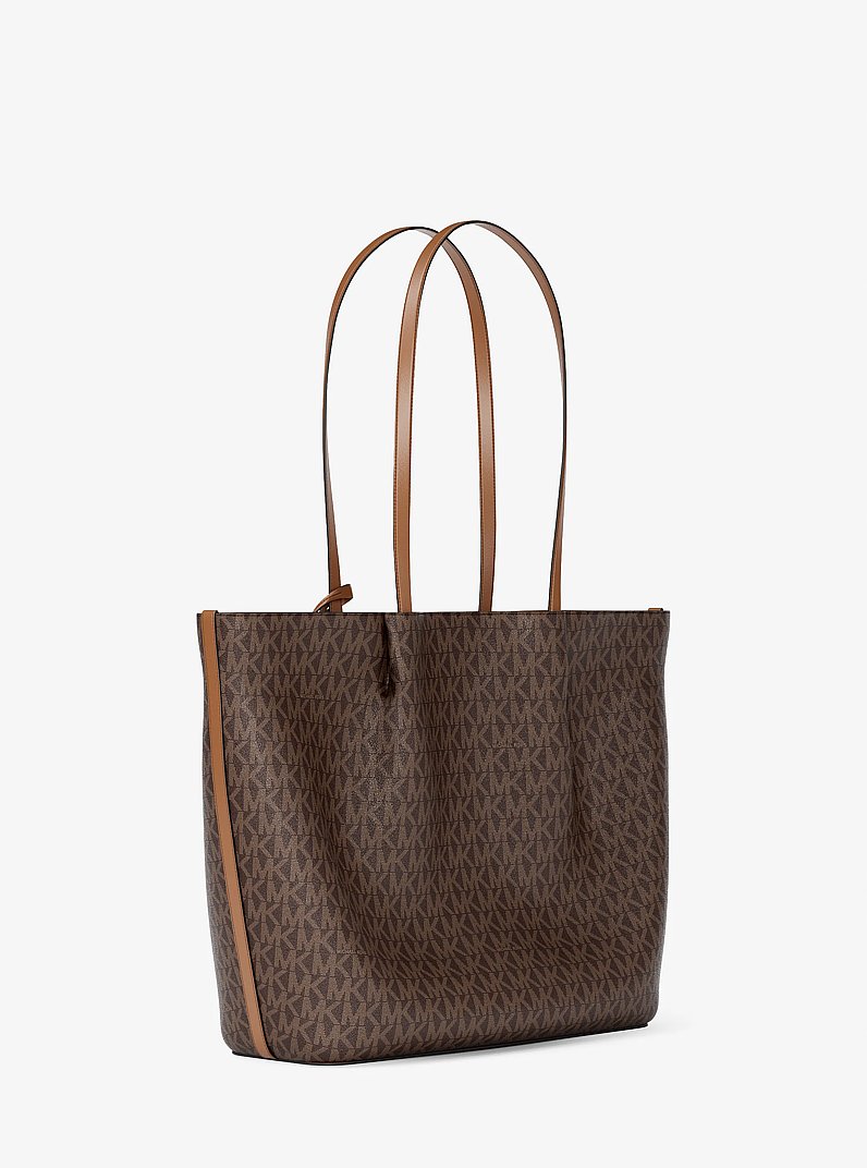Carson Large Signature Logo Tote Bag in BROWN | Michael Kors