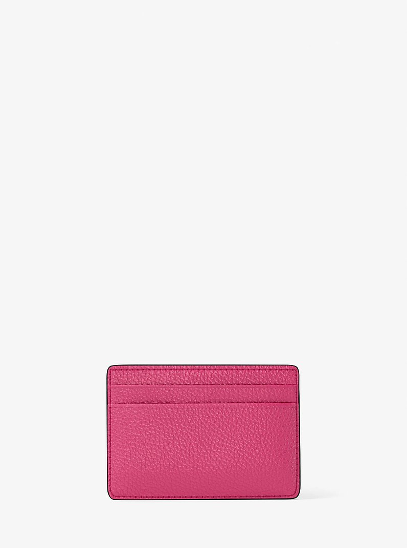 Pebbled Leather Card Case in RASPBERRY | Michael Kors