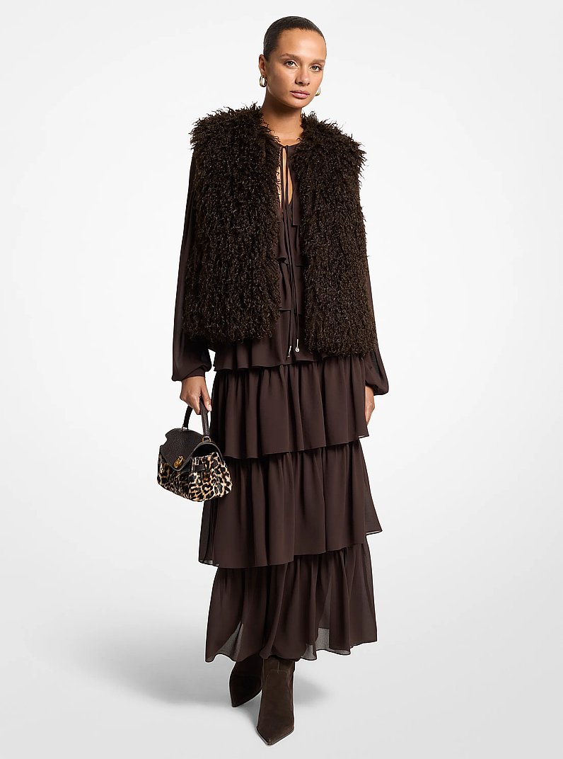 Chaleco de borrego sint&eacute;tico in CHOCOLATE | Michael Kors