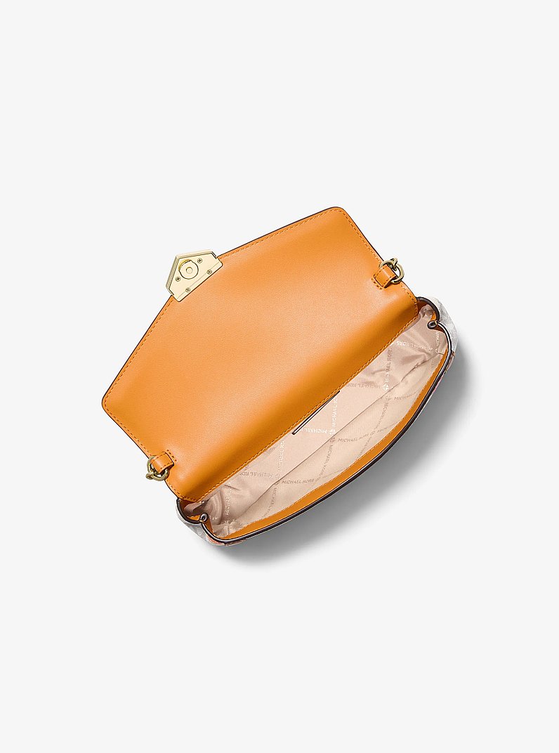 Soho Small Printed Signature Logo Convertible Crossbody Bag in RAD ORNGE ML | Michael Kors