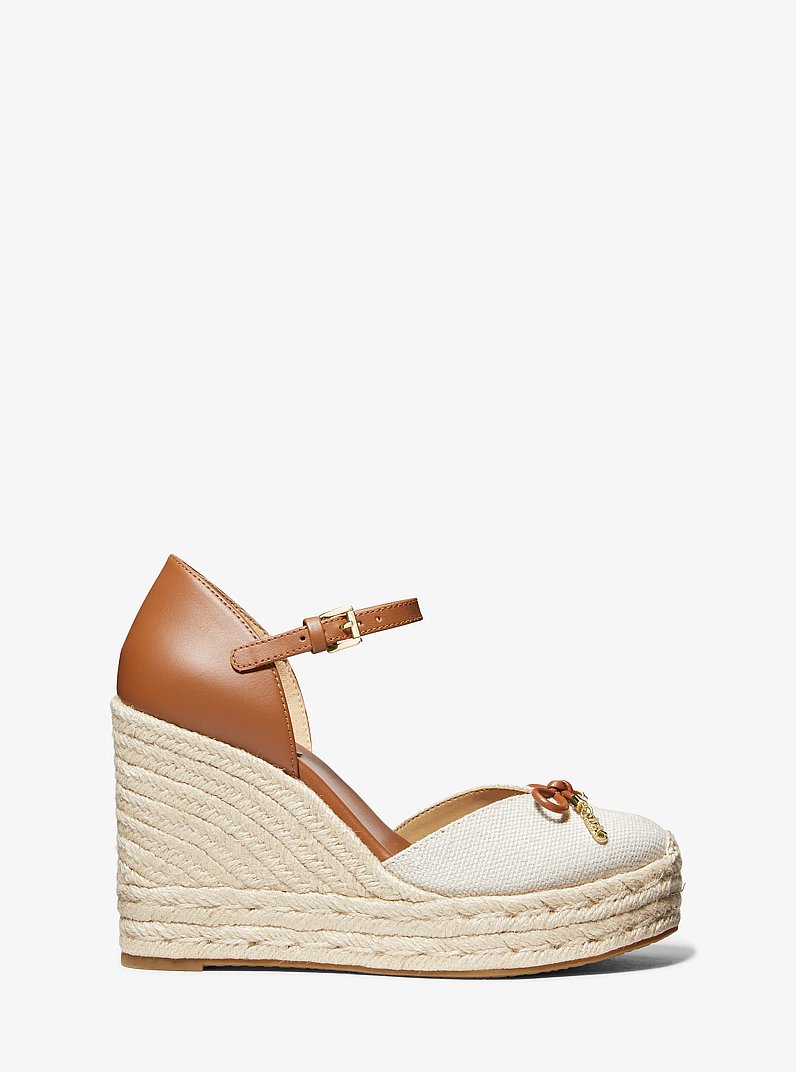 Nori Leather and Hemp Wedge Espadrille