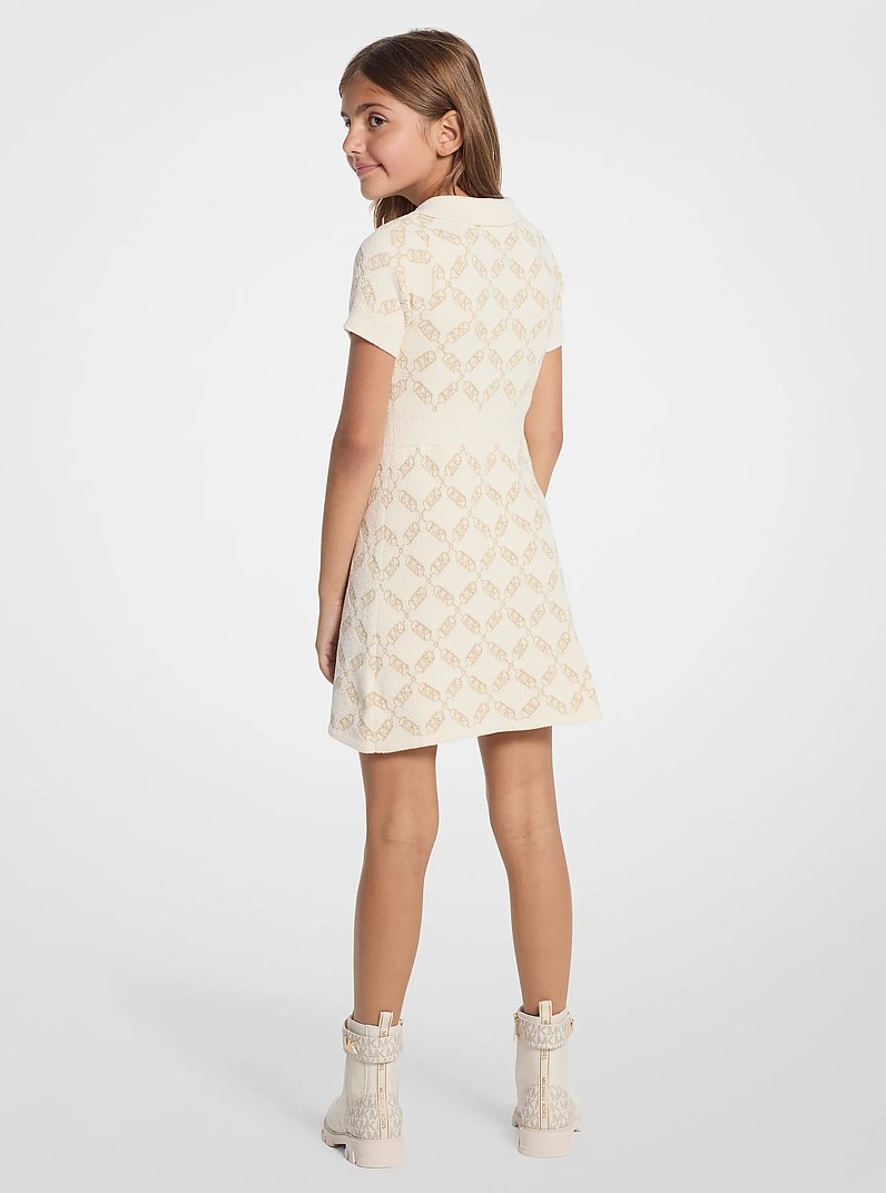 Kleid aus strukturiertem Strick mit Empire Diamond-Motiv und Viertelrei&szlig;verschluss in CREMEWEISS | Michael Kors