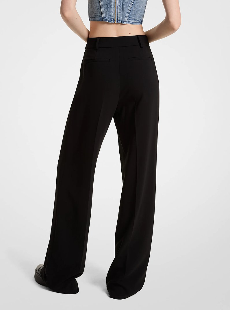 Crepe Wide-Leg Pants in BLACK | Michael Kors