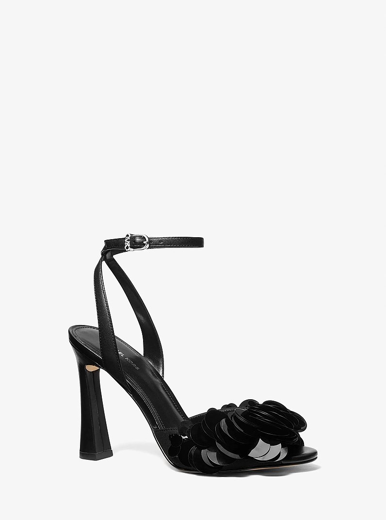 Loretta Sequin Embellished Sandal in BLACK | Michael Kors
