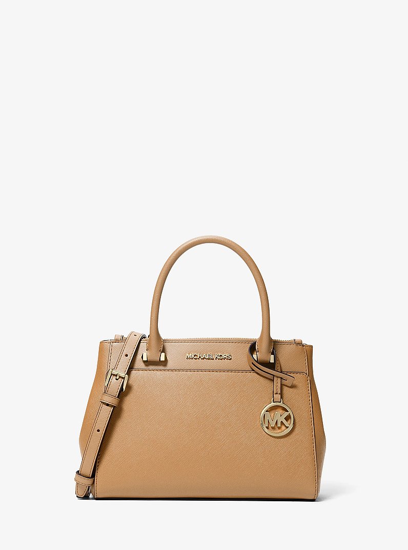 Borsa a mano Gibson piccola in pelle Saffiano in CAMMELLO | Michael Kors
