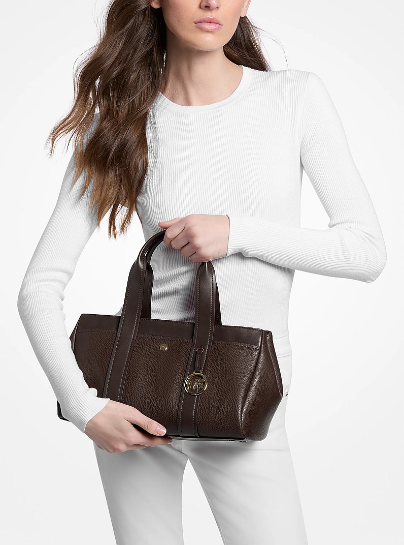 Foster Small Pebbled Leather Satchel in CHOCOLATE | Michael Kors