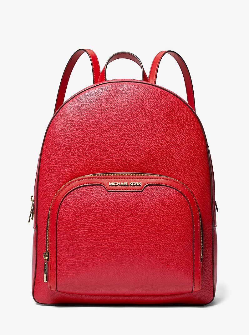 Jaycee Large Pebbled Leather Backpack in BRIGHT RED | Michael Kors