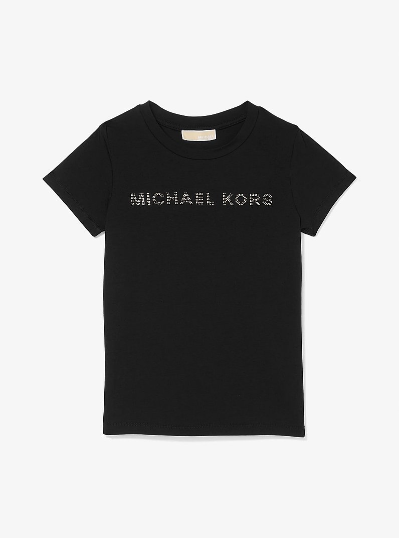 T-Shirt aus Stretch-Baumwolle mit Kristallverzierung in SCHWARZ | Michael Kors