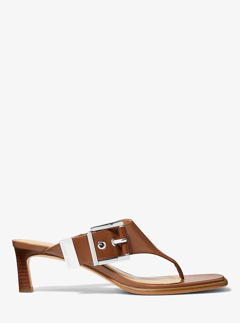 Rowen Leather Thong Sandal in LUGGAGE | Michael Kors