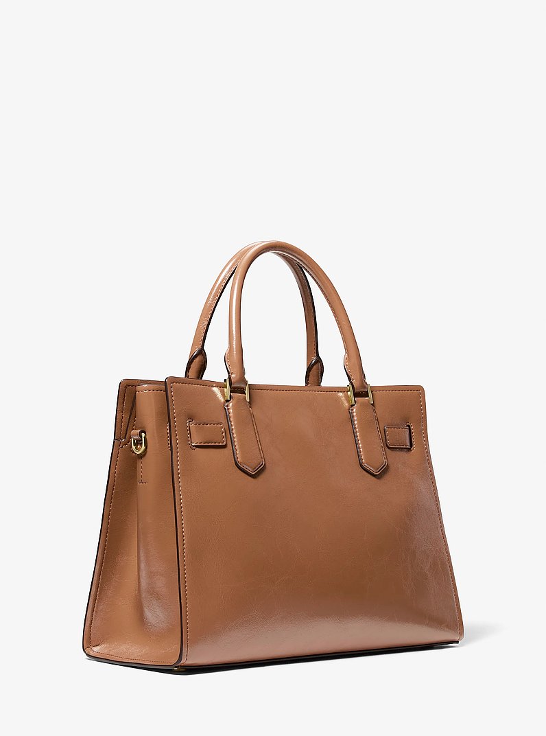 Hamilton Medium Patent Satchel in LUGGAGE | Michael Kors