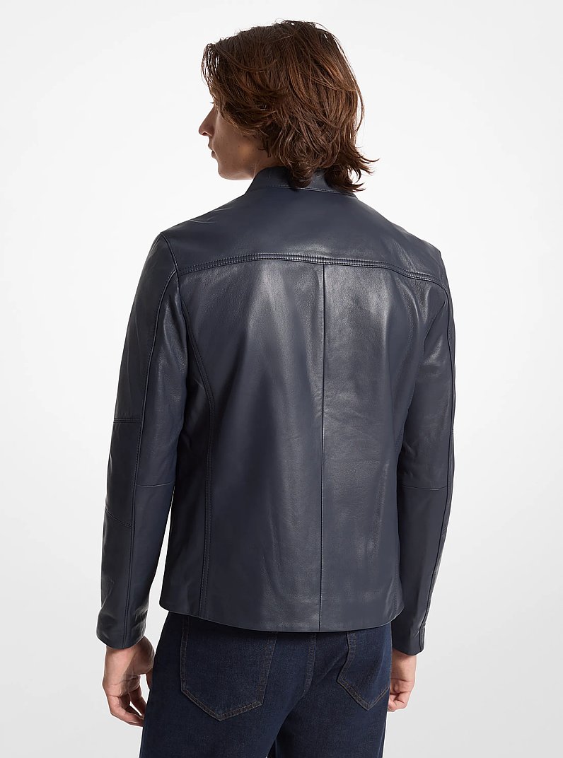 Leather Racer Jacket in MIDNIGHT | Michael Kors