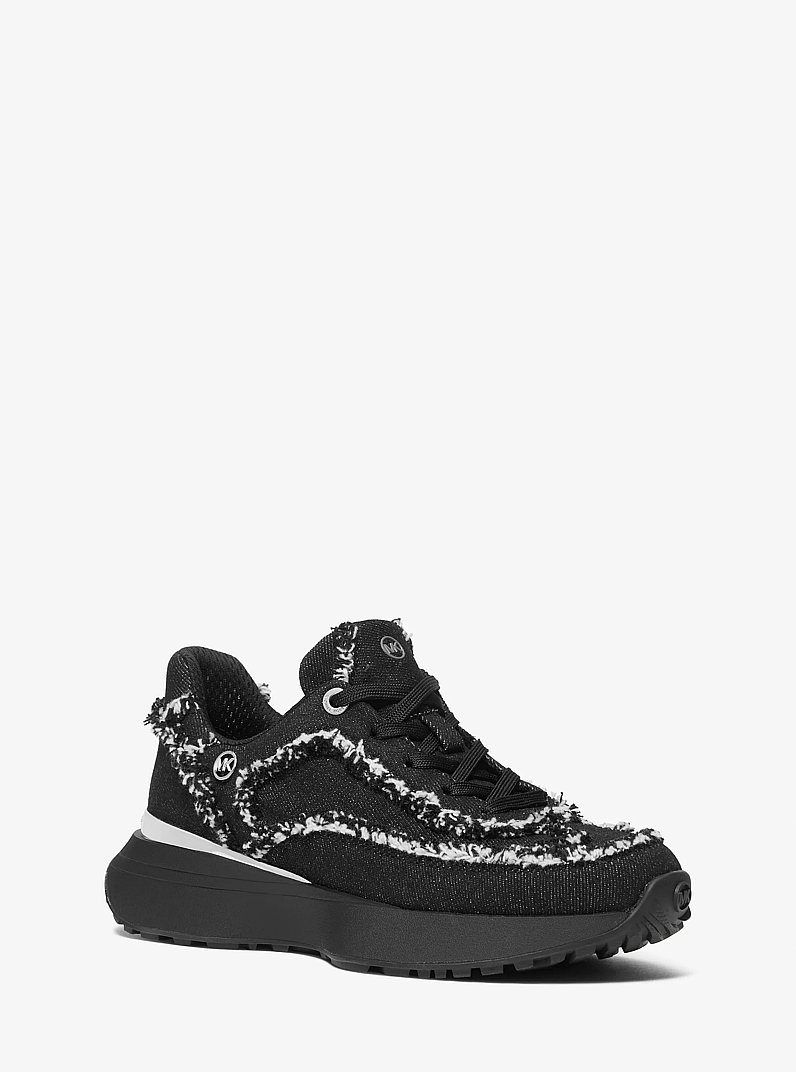 Ari Frayed Denim Trainer in BLACK | Michael Kors