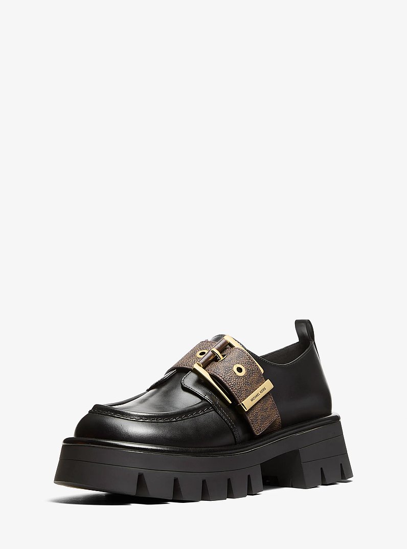 Loafer Colby in pelle con logo in MARRONE/NERO | Michael Kors