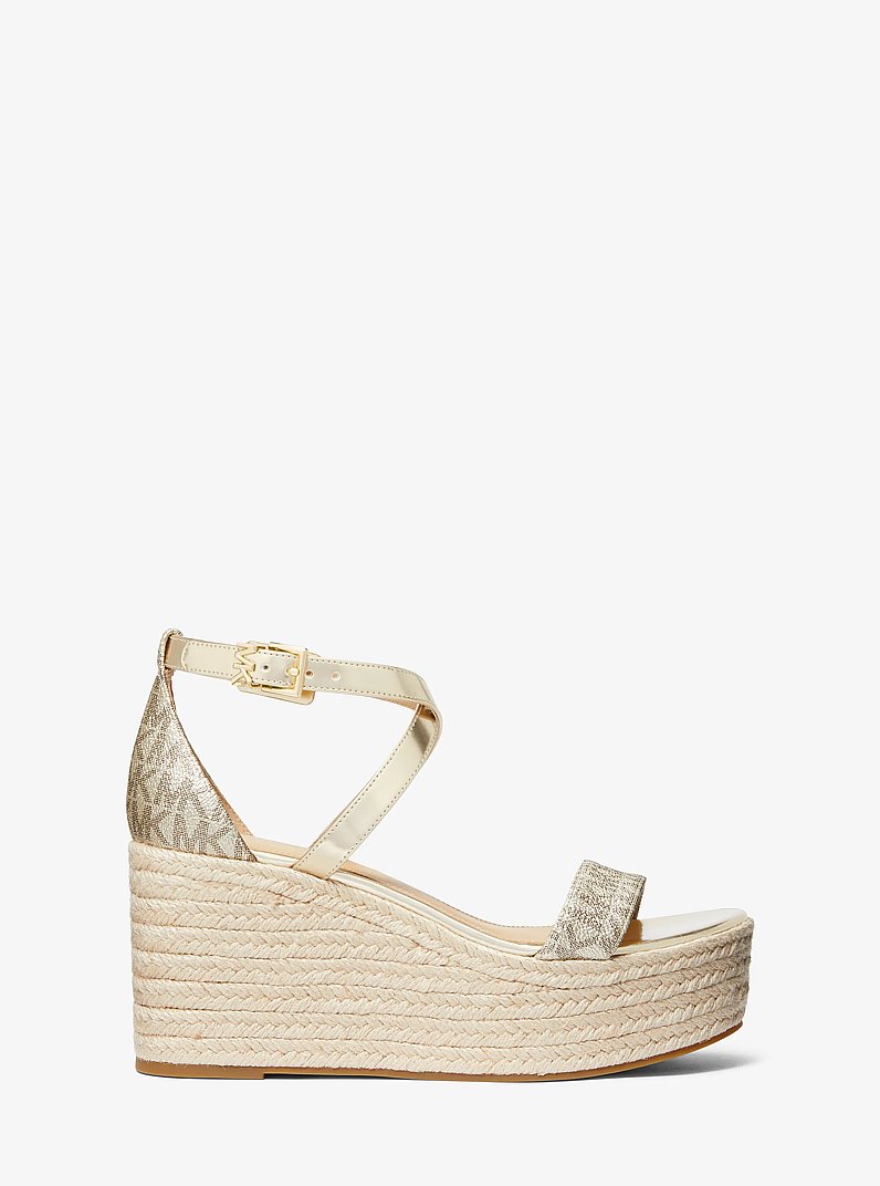Serena Metallic Logo Wedge Sandal