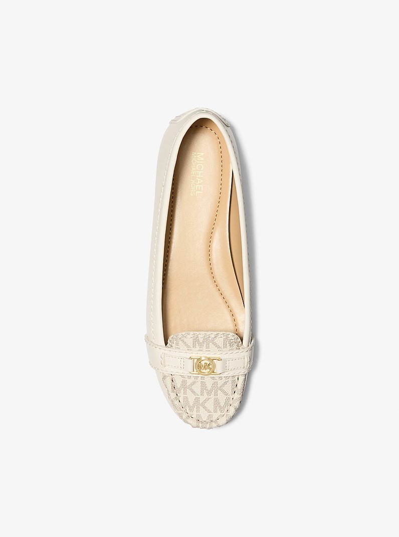 Mandy Leather and Signature Logo Moccasin in VAN/CREAM | Michael Kors
