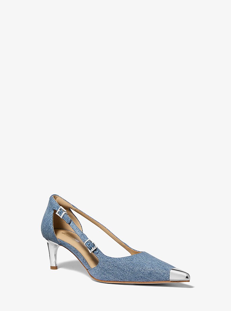 Pumps Kasia aus Denim mit Kitten Heel in WEISS/DUNKELROSA | Michael Kors