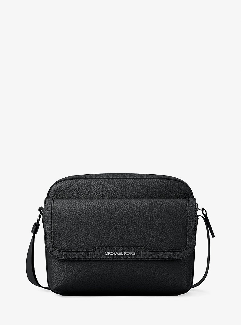 Sac &agrave; bandouli&egrave;re pour appareil photo Cooper de taille moyenne en cuir grain&eacute; et &agrave; logo Signature in NOIR | Michael Kors