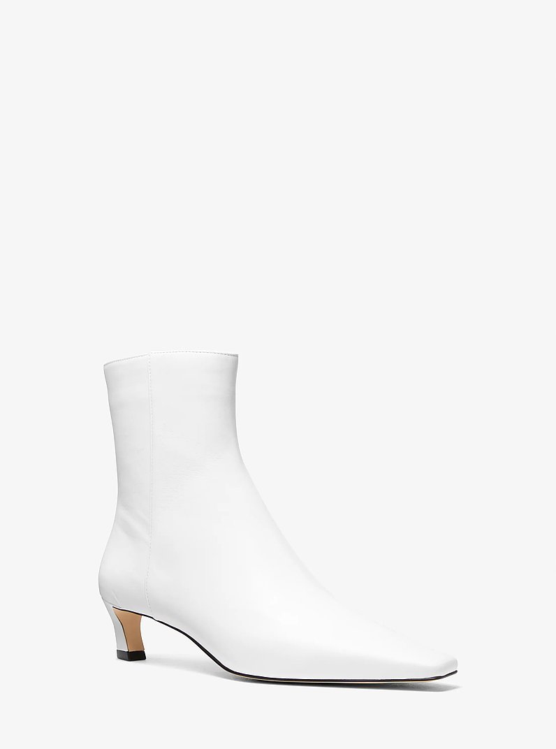 Cosmo Leather Kitten Boot in OPTIC WHITE | Michael Kors