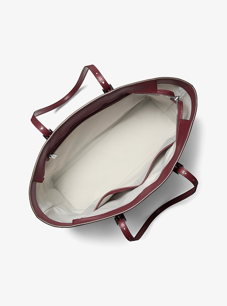Quinn Large Metallic Signature Logo Tote Bag in OXBLOOD | Michael Kors