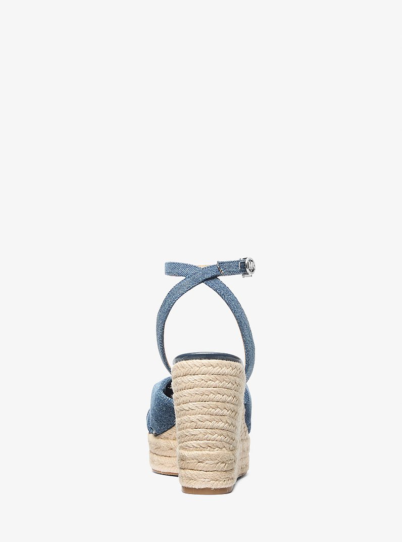 Elena Denim Wedge Sandal in DK VT BLUWSH | Michael Kors
