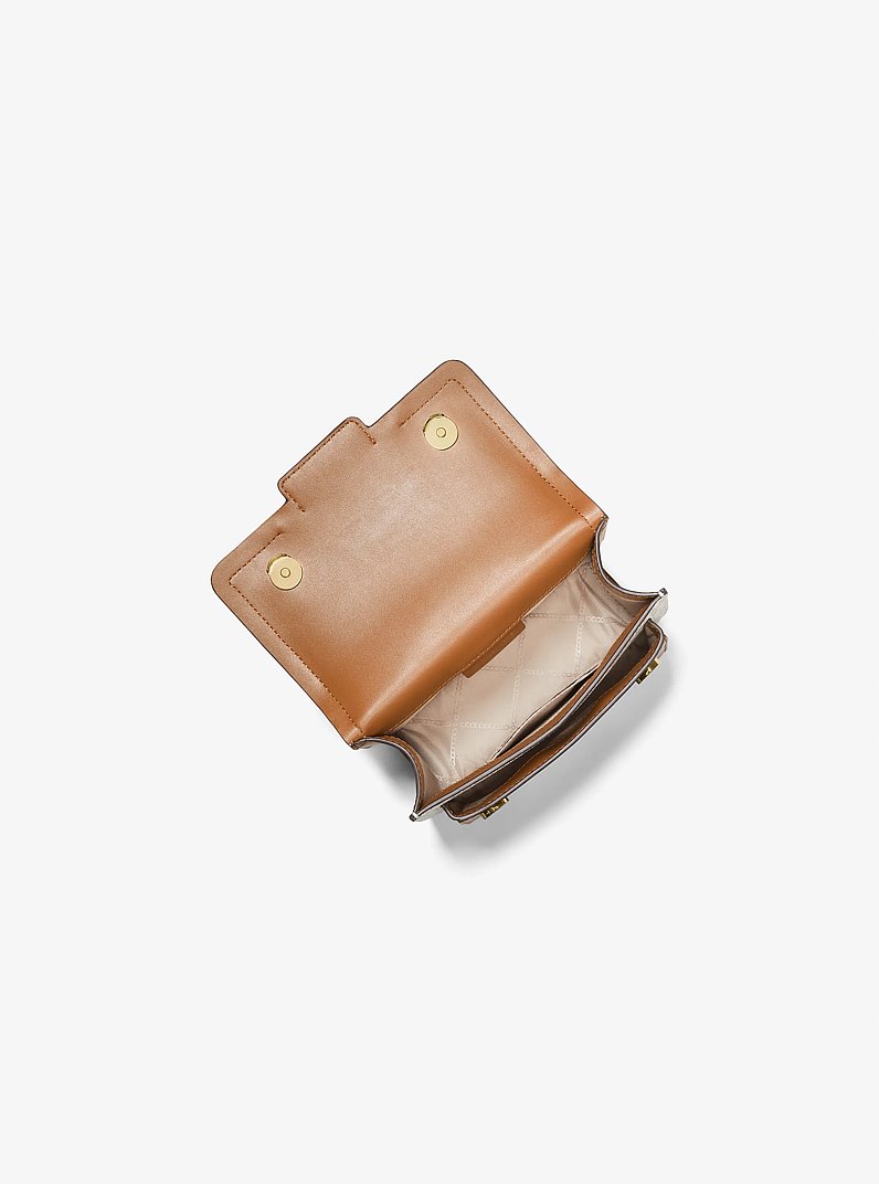 Heather Extra-Small Logo Crossbody Bag in VANILLA/ACORN | Michael Kors