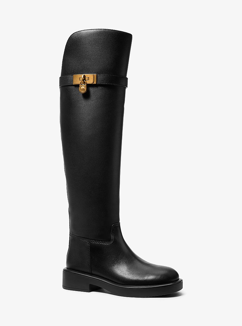 Hamilton Moderne Leather Riding Boot in BLACK | Michael Kors