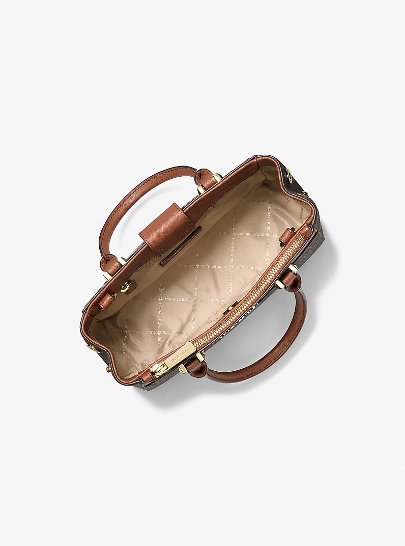 Henkeltasche Gibson Small mit Signature-Logomuster in BRAUN/LUGGAGE | Michael Kors