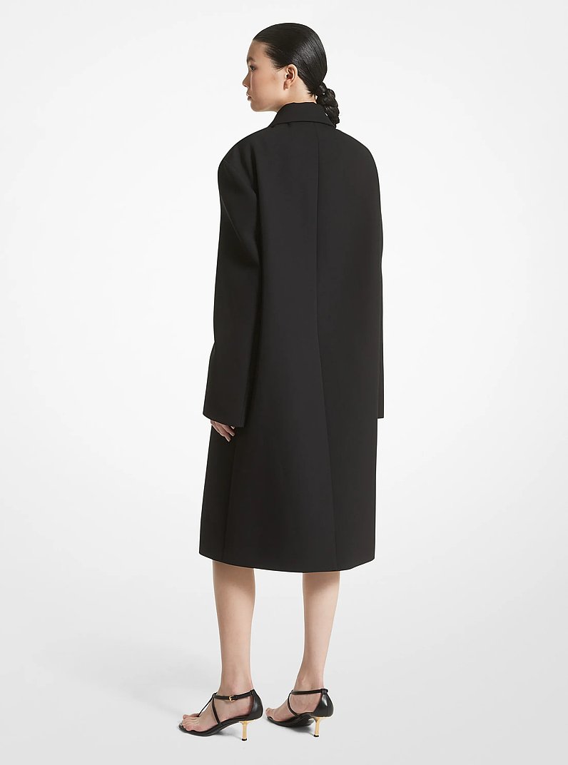 Bonded Wool Blend Gabardine Overcoat in BLACK | Michael Kors