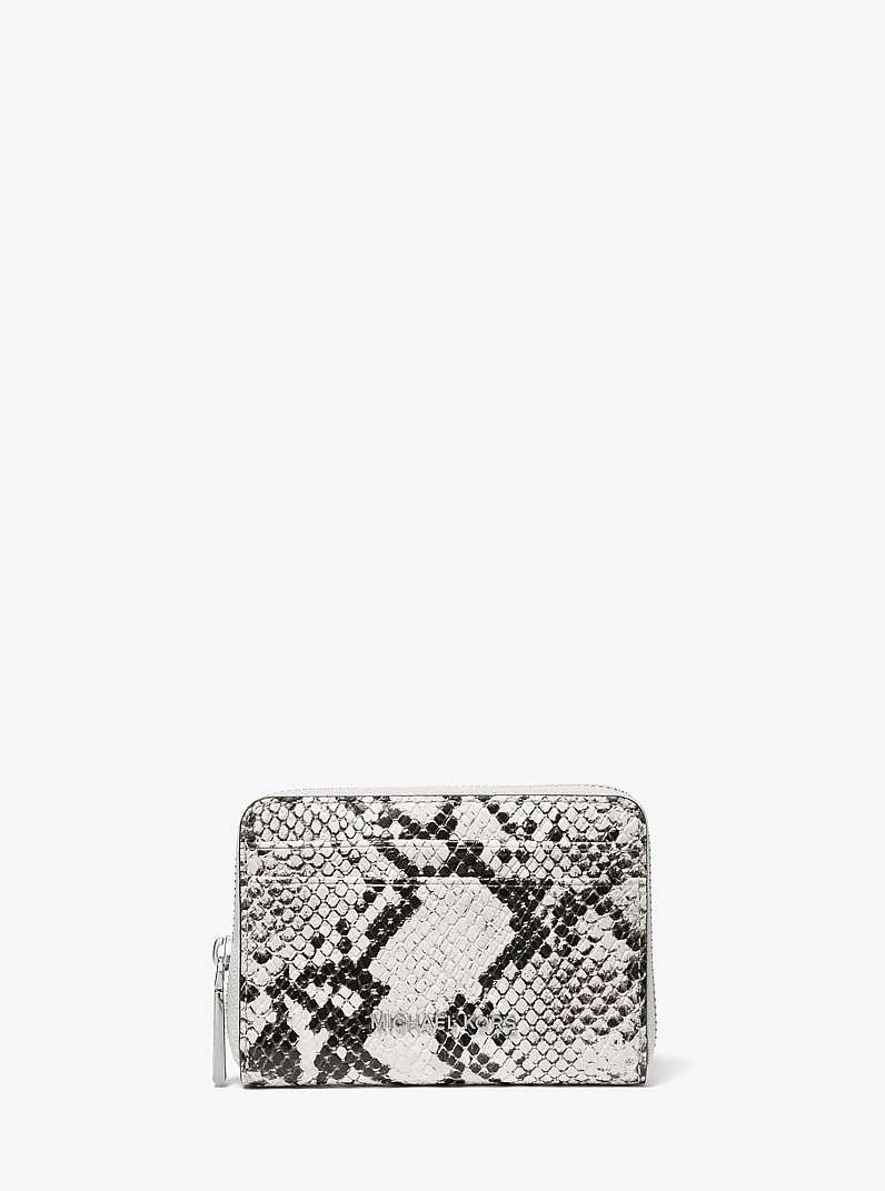 Jet Set Small Snake Embossed Leather Wallet