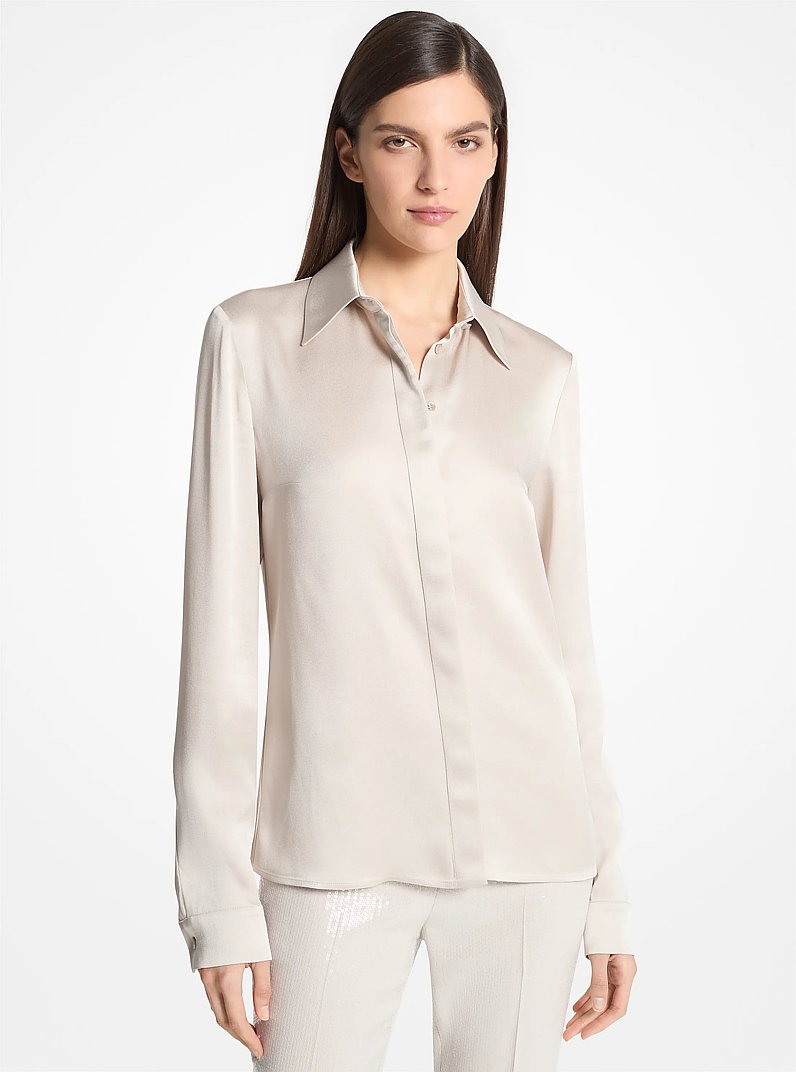 Hansen Charmeuse Shirt in OYSTER | Michael Kors