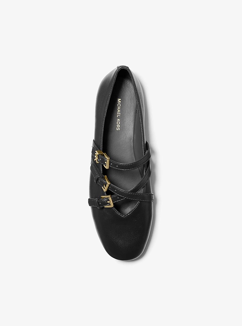 Indy Flex Leather Ballet Flat in BLACK | Michael Kors