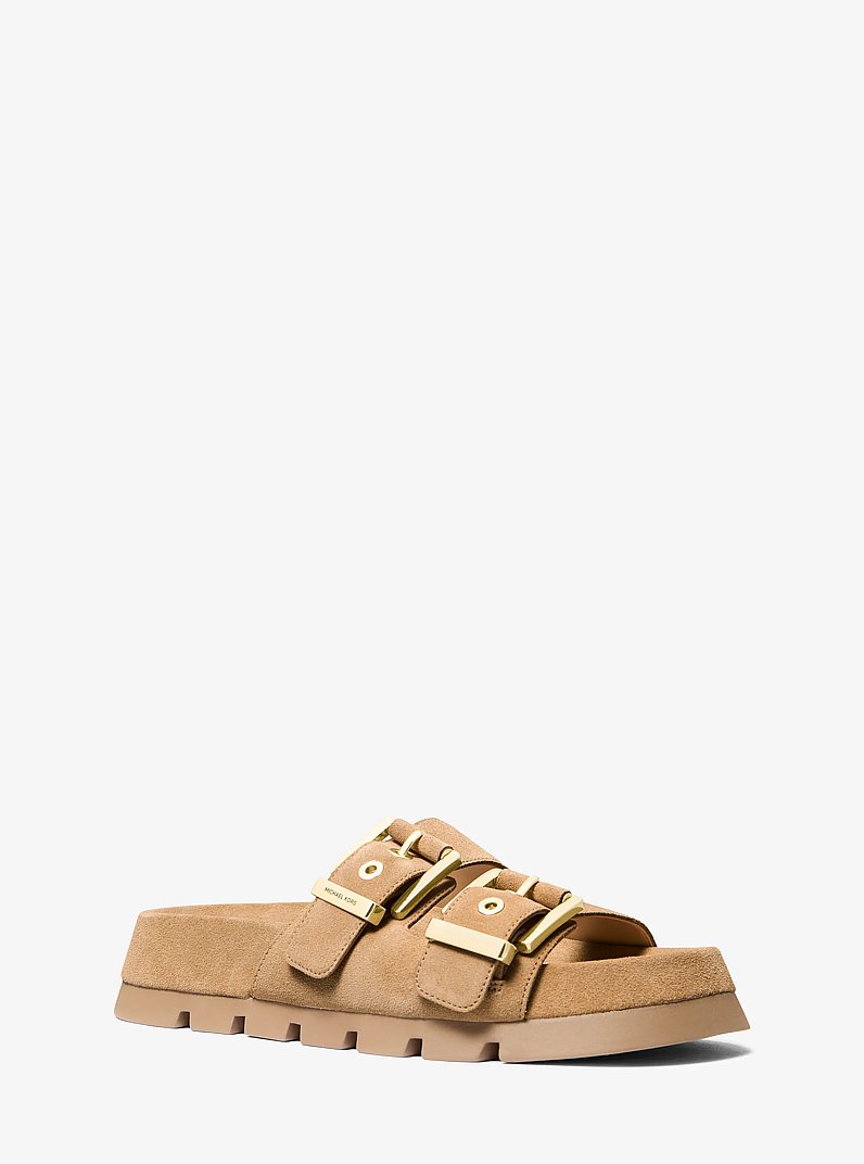 Colby Suede Flat Sandal in CAMEL | Michael Kors